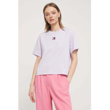 Tommy Jeans tricou femei, culoarea violet DW0DW17391