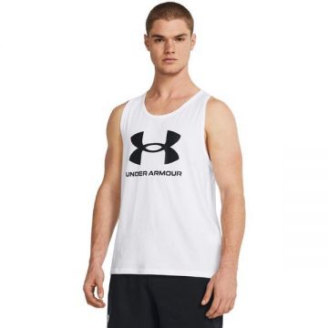 Tricou barbati Under Armour Sportstyle Logo Tank 1382883-100, L, Alb