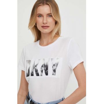 Dkny tricou femei, culoarea alb, P4AHUWNA