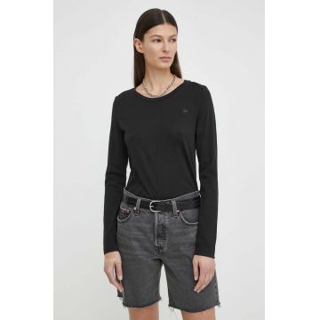 G-Star Raw longsleeve din bumbac culoarea negru