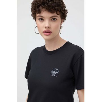 Herschel tricou din bumbac femei, culoarea negru