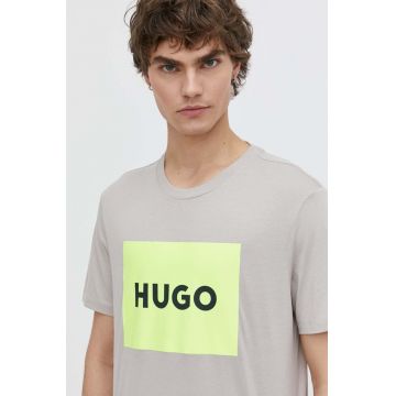 HUGO tricou din bumbac bărbați, culoarea gri, cu imprimeu 50467952