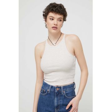 Superdry top femei, culoarea bej