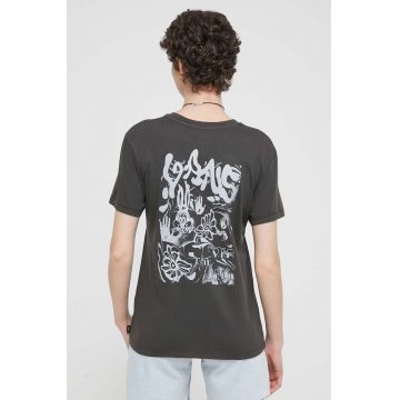 Vans tricou din bumbac femei, culoarea gri