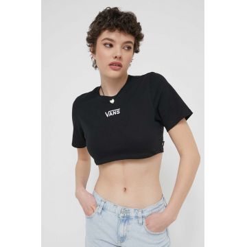 Vans tricou din bumbac femei, culoarea negru