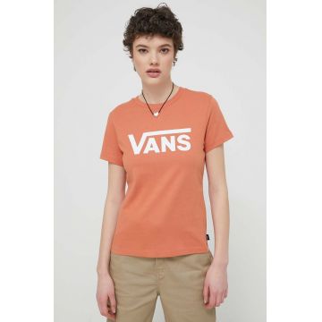 Vans tricou din bumbac femei, culoarea portocaliu