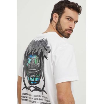 adidas Originals tricou din bumbac barbati, culoarea alb, cu imprimeu, IS2946