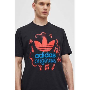 adidas Originals tricou din bumbac barbati, culoarea negru, cu imprimeu, IS0224