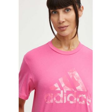 adidas tricou din bumbac femei, culoarea roz, IS4257