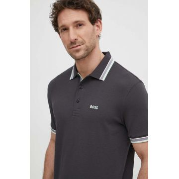 BOSS Green polo de bumbac culoarea gri, uni 50469055