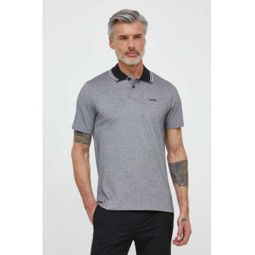 BOSS Orange polo de bumbac culoarea negru, melanj 50507814