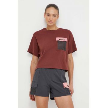 Columbia tricou din bumbac Painted Peak femei, culoarea bordo, 2074491