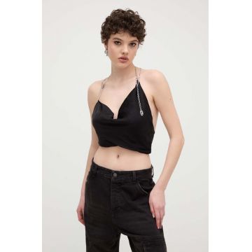 Diesel top femei, culoarea negru, cu spate descoperit A12872.0JNAC