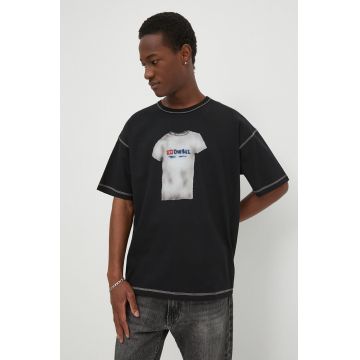 Diesel tricou din bumbac T-BOXT-N12 bărbați, culoarea negru, cu imprimeu, A12914.0AKAK