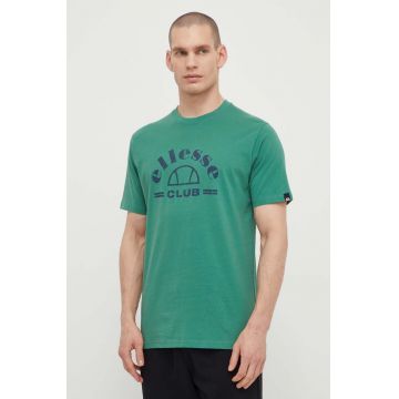 Ellesse tricou din bumbac Club T-Shirt barbati, culoarea verde, cu imprimeu, SHV20259