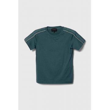 Emporio Armani tricou din bumbac culoarea turcoaz, cu imprimeu