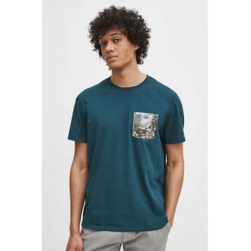 Medicine tricou din bumbac barbati, culoarea verde, cu imprimeu