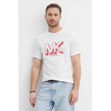 Michael Kors tricou din bumbac barbati, culoarea alb, cu imprimeu