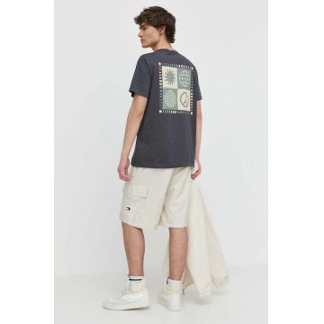 Quiksilver tricou barbati, culoarea gri, cu imprimeu