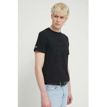 Superdry tricou din bumbac barbati, culoarea negru, cu imprimeu