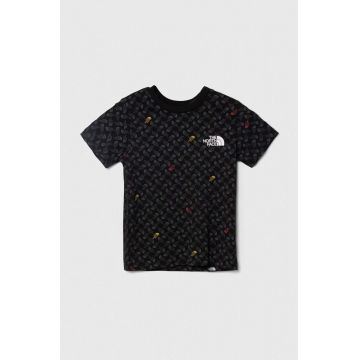 The North Face tricou copii SIMPLE DOME TEE PRINT culoarea negru, modelator