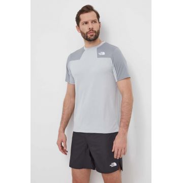 The North Face tricou sport Mountain Athletics culoarea gri, modelator, NF0A87JJJ4U1