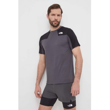 The North Face tricou sport Mountain Athletics culoarea gri, modelator, NF0A87JJWUO1