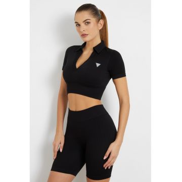 Tricou crop cu logo pentru fitness