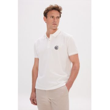 Tricou polo de bumbac cu imprimeu text