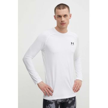 Under Armour mânecă lungă de antrenament culoarea alb, neted