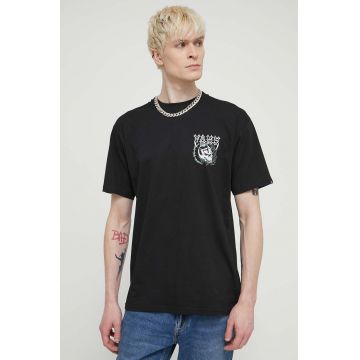 Vans tricou din bumbac barbati, culoarea negru, cu imprimeu