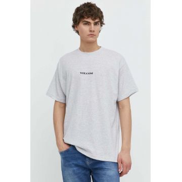 Volcom tricou din bumbac barbati, culoarea gri, cu imprimeu