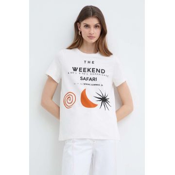 Weekend Max Mara tricou din bumbac femei, culoarea bej 2415970000000