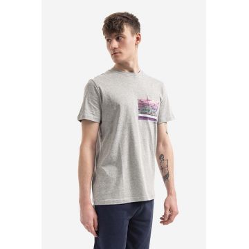 A.P.C. tricou din bumbac Elias culoarea gri, cu imprimeu COEEV.H26090-GREYHEATHE