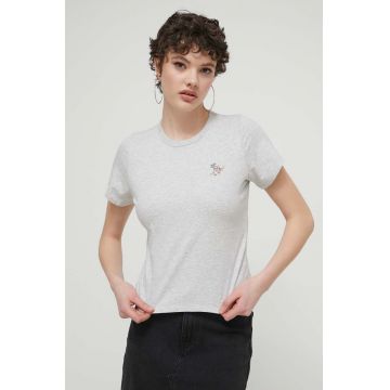 Abercrombie & Fitch tricou din bumbac femei, culoarea gri