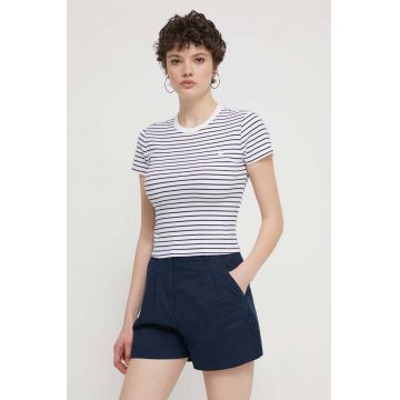 Abercrombie & Fitch tricou femei, culoarea albastru marin