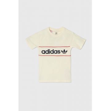 adidas Originals tricou de bumbac pentru copii culoarea bej, modelator