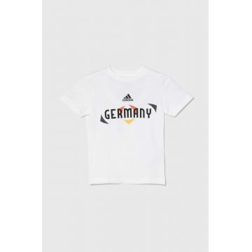 adidas Performance tricou de bumbac pentru copii x UEFA Euro 2024 culoarea alb, cu imprimeu