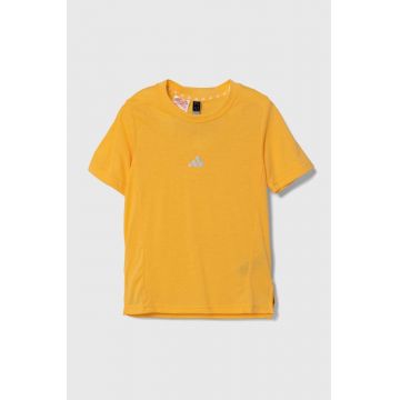 adidas tricou copii culoarea galben, cu imprimeu