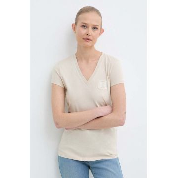 Armani Exchange tricou din bumbac femei, culoarea bej, 8NYTNX YJG3Z