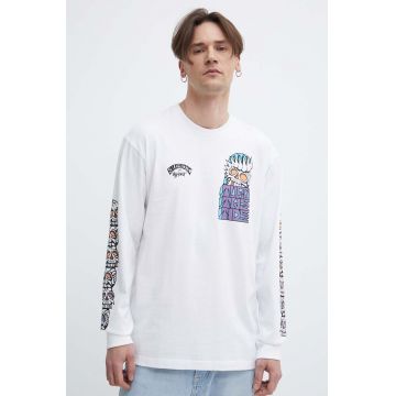 Billabong longsleeve din bumbac culoarea alb, cu imprimeu, ABYZT02238