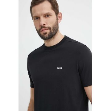 BOSS Green tricou bărbați, culoarea negru, cu imprimeu 50506373