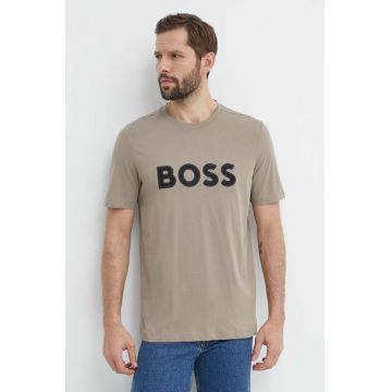 BOSS Green tricou din bumbac bărbați, culoarea verde, cu imprimeu 50512866