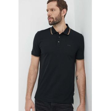 BOSS polo de bumbac culoarea negru, uni 50494697