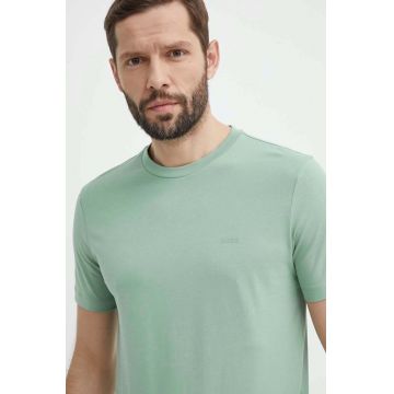 BOSS tricou din bumbac bărbați, culoarea verde, uni 50468347