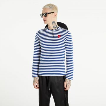 Tricou Comme des Garçons PLAY Long Sleeve Tee Navy/ White