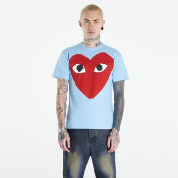 Tricou Comme des Garçons PLAY Short Sleeve Logo Print T-Shirt UNISEX Blue