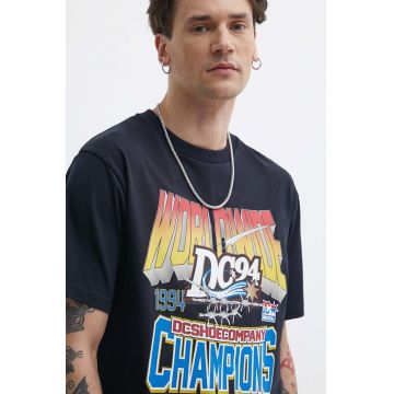 DC tricou din bumbac The Champs barbati, culoarea negru, cu imprimeu, ADYZT05343