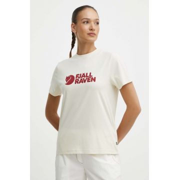 Fjallraven tricou Fjällräven Logo Tee femei, culoarea bej, F87146