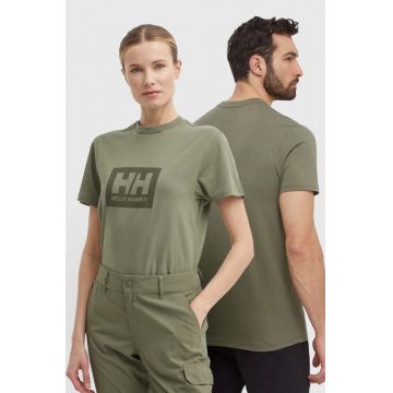 Helly Hansen tricou din bumbac TOKYO culoarea verde, cu imprimeu, 53285